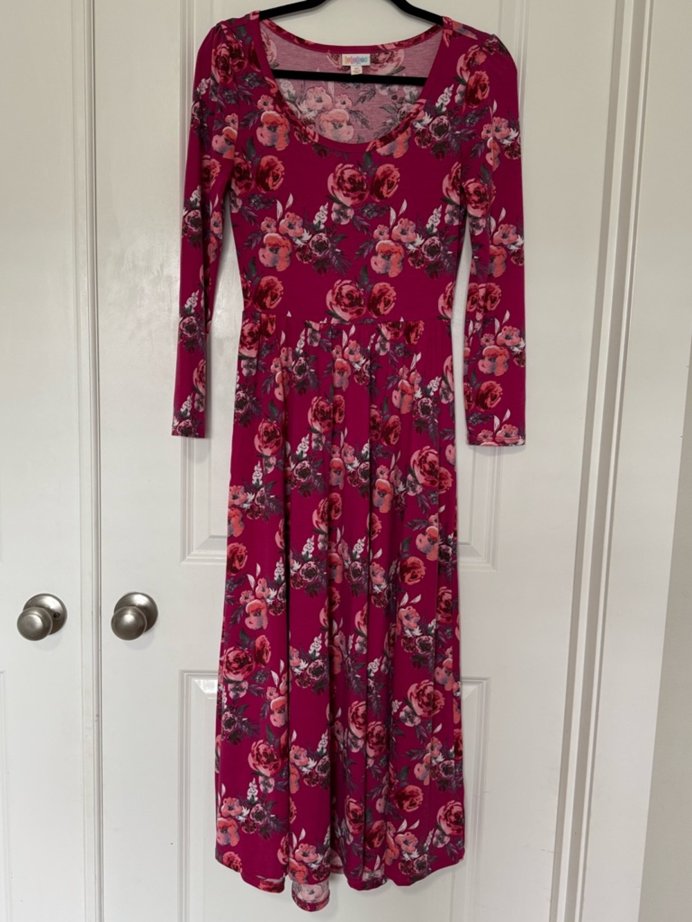 LuLaRoe Magenta Floral Long Sleeve Maxi Dress